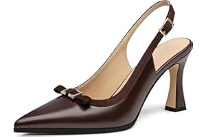 NUMALEO Slingback Heels for Women,High Heeled Pumps Pointed Toe Stiletto Bow Heels Elegant High Heels 3.35 Inch for Dress Par