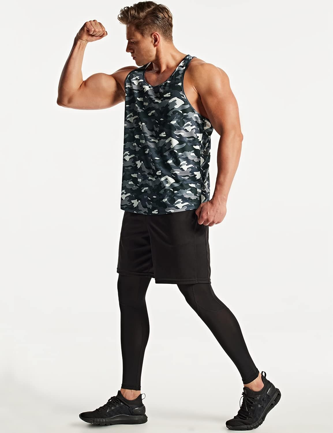 ATHLIO 3 Pack Men's Dry Fit Muscle Workout Tank Tops, Y-Back Bodybuilding Gym Shirts, Athletic Fitness Tank Top: Clothing