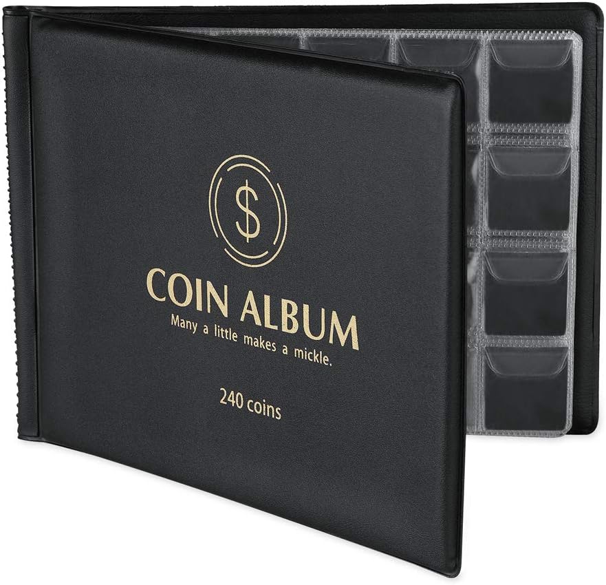 MUDOR Coin Collection Holder Album for Collectors, 240 Pockets Coin Collection Book Supplies (Black): Toys & Games
