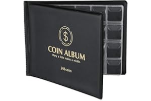 MUDOR Coin Collection Holder Album for Collectors, 240 Pockets Coin Collection Book Supplies (Black)