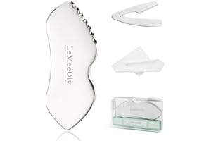 LeMeeOly Stainless Steel Gua Sha Facial Massage Tool for Face Neck, Detailer Gua Sha Lymphatic Drainage Face Massage Tool, Gi