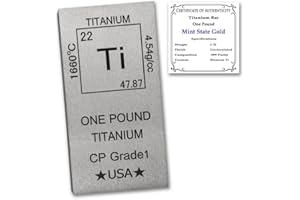 MINT STATE GOLD 1 lb Titanium Bar Bullion Paperweight - 999 Pure Chemistry Design with Certificate of Authenticity (1 Pound)