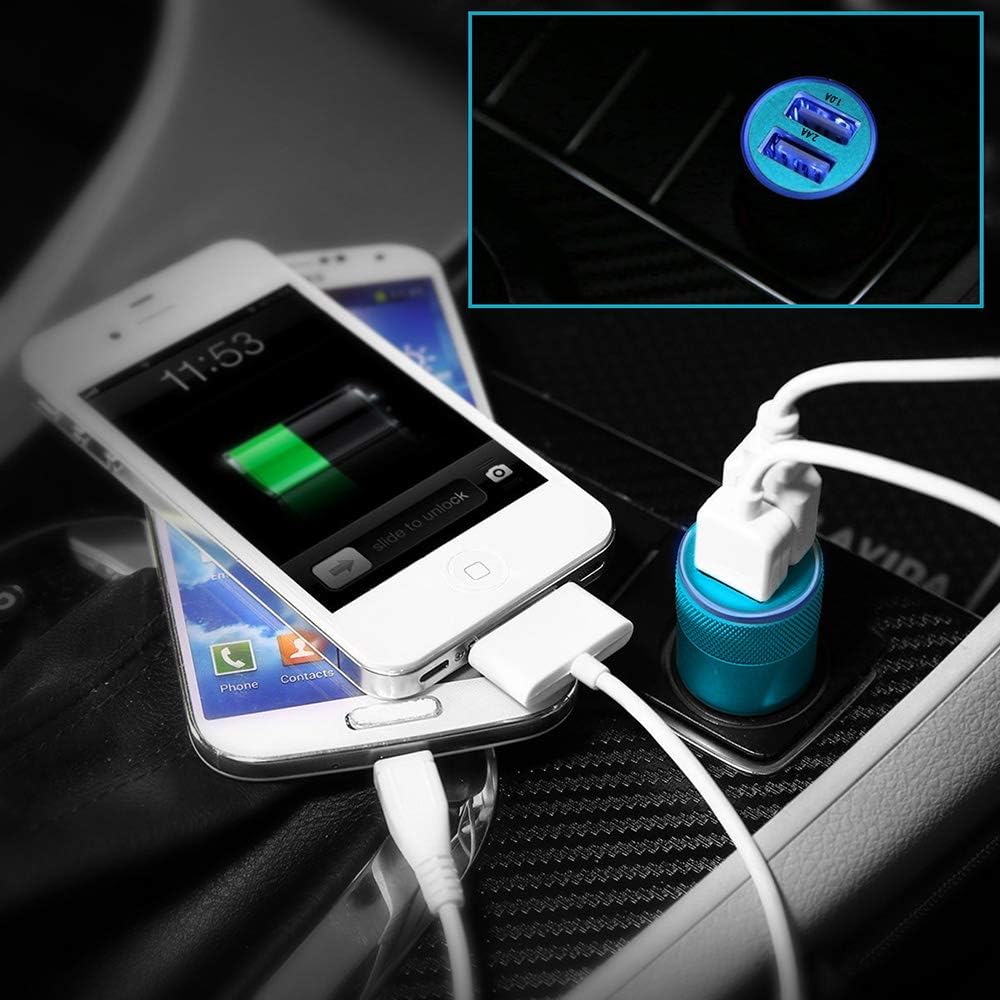 Car Charger,Sicodo 3.4A 2 Pack USB Smart Port Charger Compatible with iPhone X 8 7 6S 6 Plus, 5 SE 5S 5 5C,Galaxy S9 S8 S7 S6 Edge, Note 8 4, LG G6 G5 V10 V20,Nexus 5 X 6P,Pixel,iPad Pro Portable