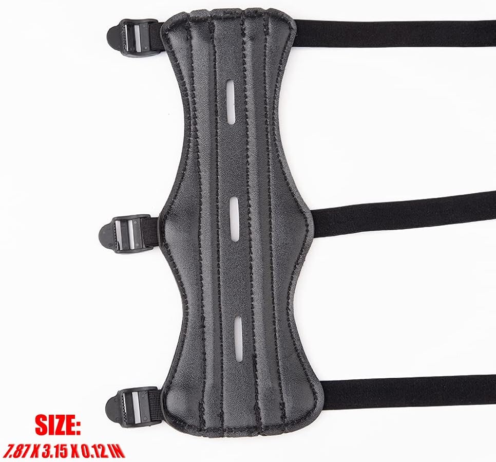 LOKHEIRA ARCHERY Archery Arm Guard, Leather Forearm Protector w/Bow Adjustable 3-Strap Buckles for Shooting Hunting Practice(1 Sets) : Sports & Outdoors