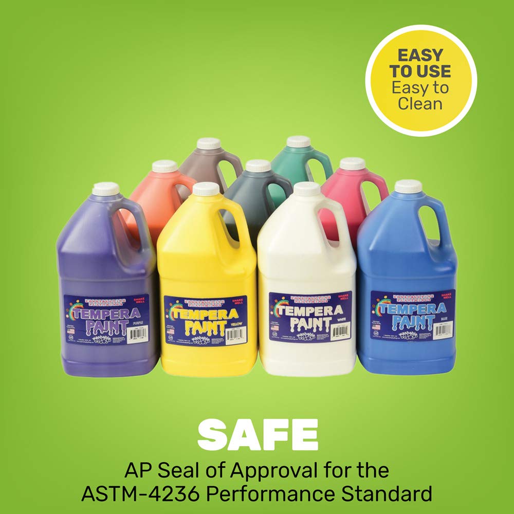 Constructive Playthings Gallon Tempera Kids Paint Set with 9 Non-Toxic Washable Colors: Industrial & Scientific