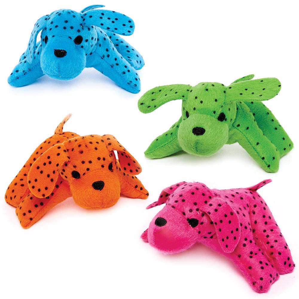 Baker Ross FC935 Rainbow Dog Plush Pals - Pack of 4, Soft Toys for Kids, Party Bag Fillers for Kids, Kids Toys