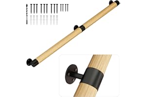 ACQUAN 6FT Wooden Stair Handrails,Indoor Outdoor Hand Railings, Sturdy Wall Mount Support,Non-Slip Safety Handrail for Elderly, Children, and People with Physical Limitations