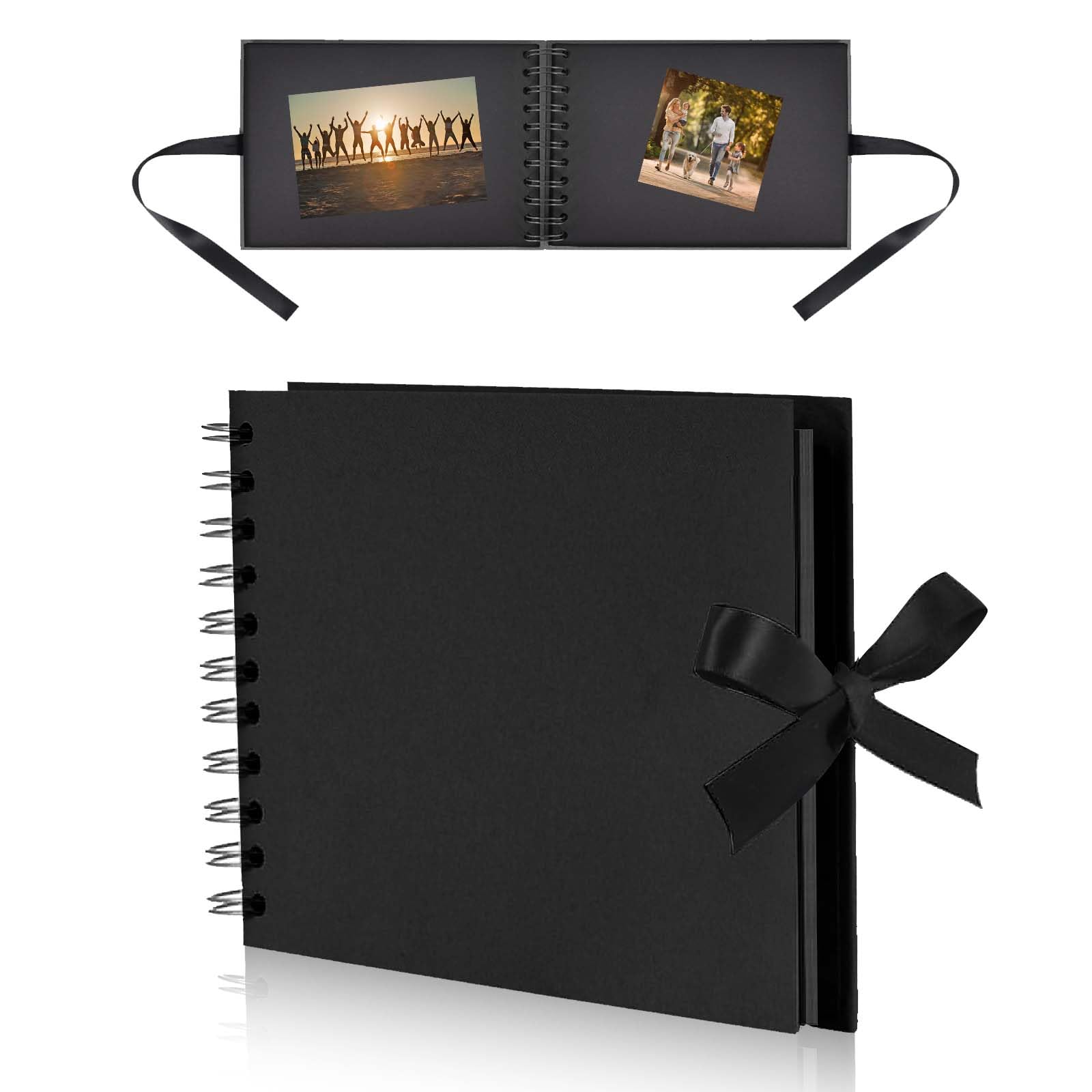 A5 Scrapbook, 30 Pages 21.5 x 15 cm DIY Craft Paper Photo Album, Black Thick Kraft Paper Scrap Book, Memory Book, Gift