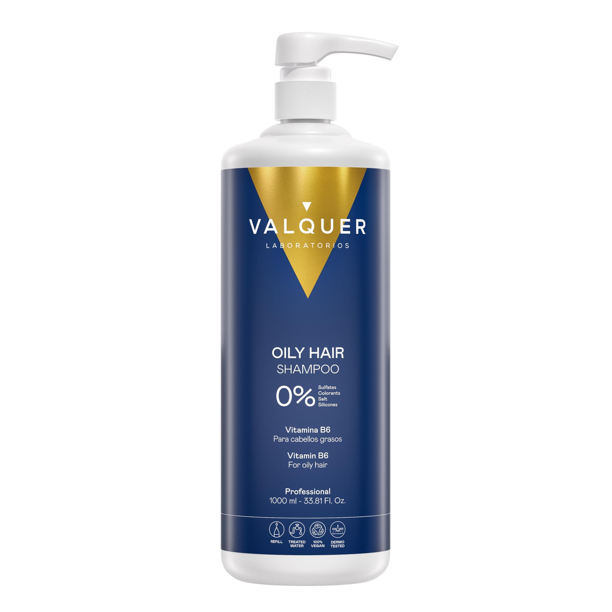 VALQUER Sebum-Regulating Zero Shampoo for Oily Hair | Deep Cleansing Sulfate-Free Formula | Hair Repair with Natural Ingredients & Vitamins | Vegan Hair Care | 1L
