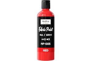 Nicpro Red Fabric Paint, 4 oz (120 ml) Fabric Paint for Clothes Permanent, Rich Pigment Non-Toxic Soft Clothing Paint for DIY T-shirts Jeans Crafts, Refresh Furniture Upholstery