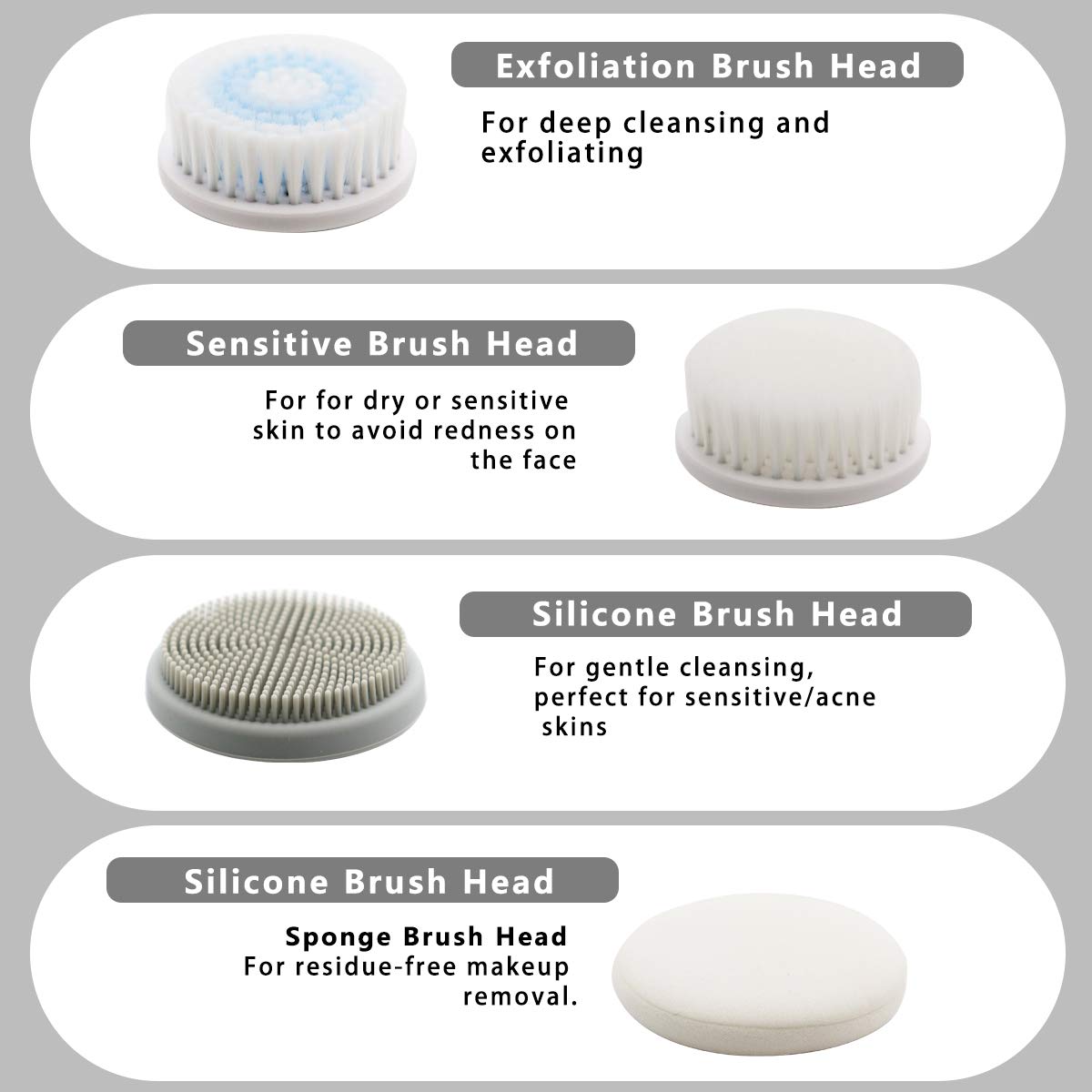 Facial Cleansing Brush, EMS & Ion Technology Dual Functional Pro Face Massage, Waterproof Face Spin Brush with 6 Brush Heads for Deep Cleansing, Gentle Exfoliating, Removing Blackhead: Beauty