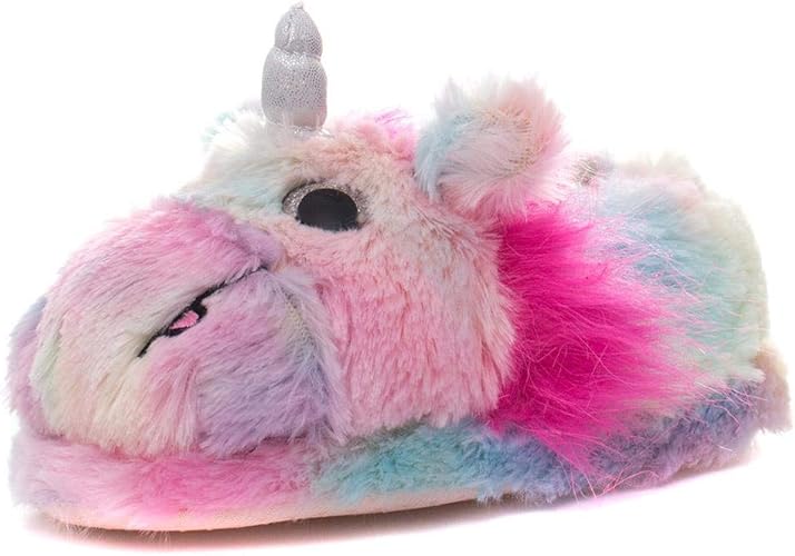multi coloured unicorn slippers