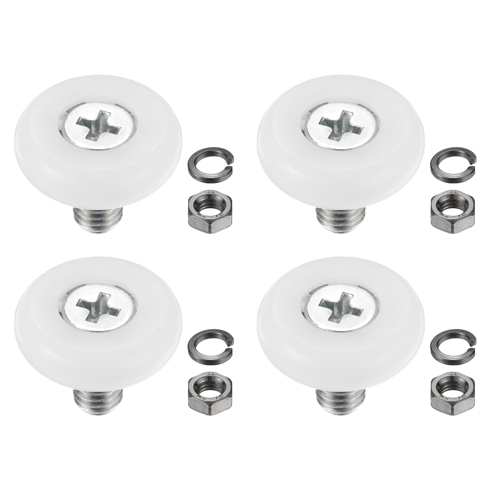 PATIKIL 19mm Drawer Rollers, 4 Set Nylon Positioning Pulleys Small Drawer Pulley Replacement Wheel with Spring Washers and Nuts for File Cabinet Slides, White