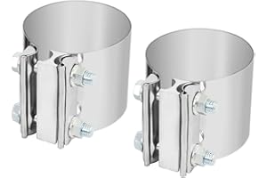 DOCAS 2pcs 5 Inch 5" 5.0 Butt Joint Exhaust Band Clamp Sleeve Stainless Steel 304