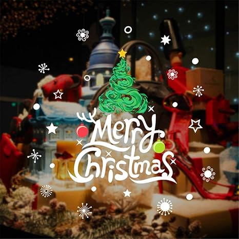 Amazon Co Jp 壁紙 クリスマス クリスマスツリーウィンドウしがみついているの装飾 冬のワンダーランドパーティーステッカーデカール装飾ガラスのステッカー 壁紙 クリスマス ホーム キッチン