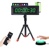GAN XIN Gym Timer Clock with Remote Control &amp; Push Button,7 RGB Color, Programmable Interval Timer, Countdown/Up Stopwatch,Wall Clock for Home Gym Garage,Portable Training Accessories(Battery+Stand)