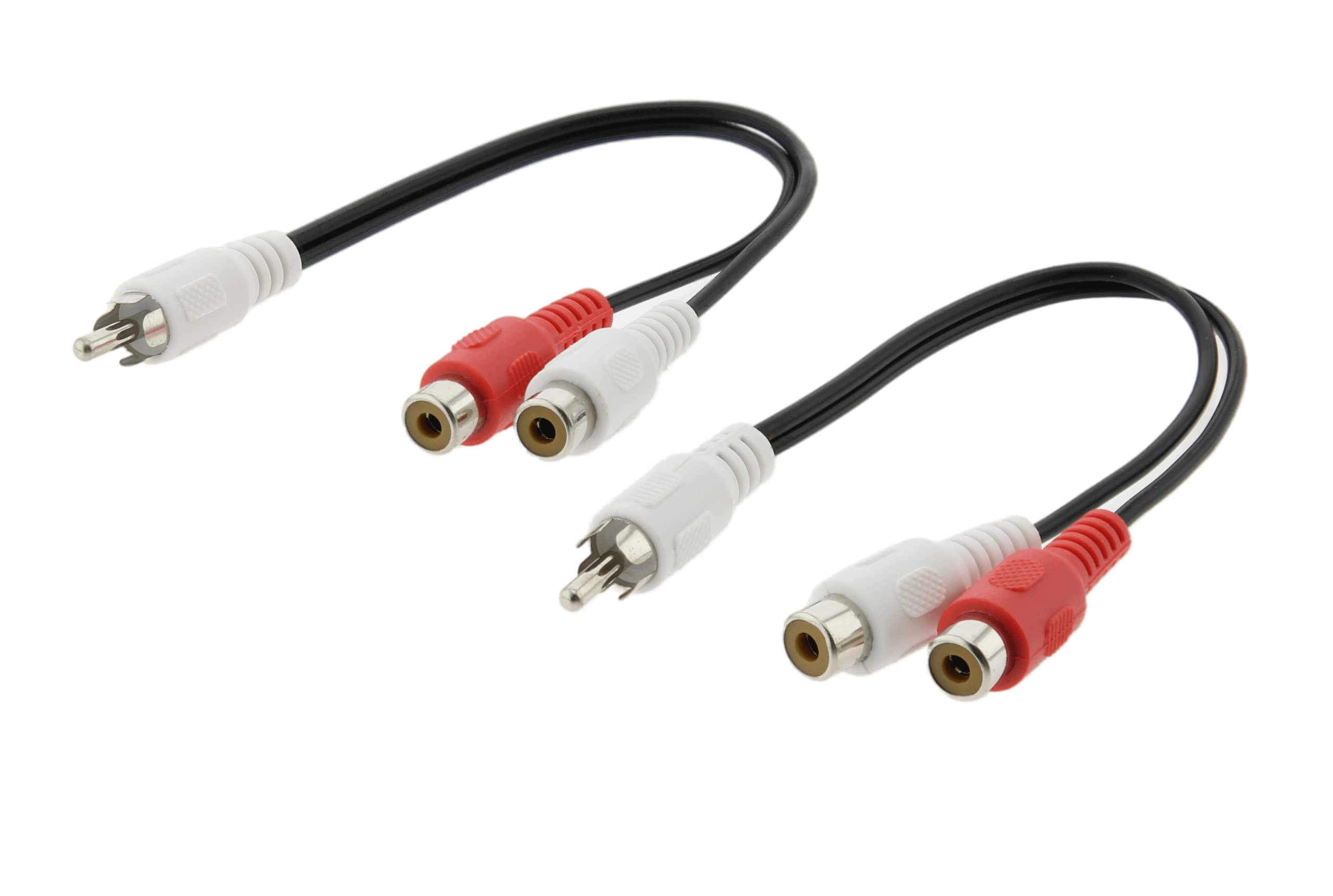 Reulin 2 Pack of RCA Plug Male to 2 RCA Sockets Female, 0.2m