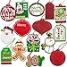 Christmas Gift Tags 60 Count with Untied String (15 Assorted Glitter, Foil, Printed Designs for DIY Xmas Present Wrap and Label Package Name Card)