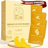 LE GUSHE Gold Under Eye Patches for Puffy Eyes and Dark Circles (20 Pairs) - Hydrating Collagen Under Eye Masks with Snail Mucin - Soothing Puffy Eyes Treatment for Women & Men - Bridesmaid Gifts