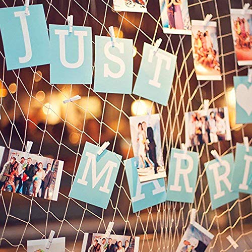 HAYATA ⭐️Photo Hanging Display with 40 Clip Fishing Net Wall Decor - Picture Frames & Prints Multi Photos Organizer & Collage Artworks - Nautical Decorative Dorm Bedroom Christmas Decorations