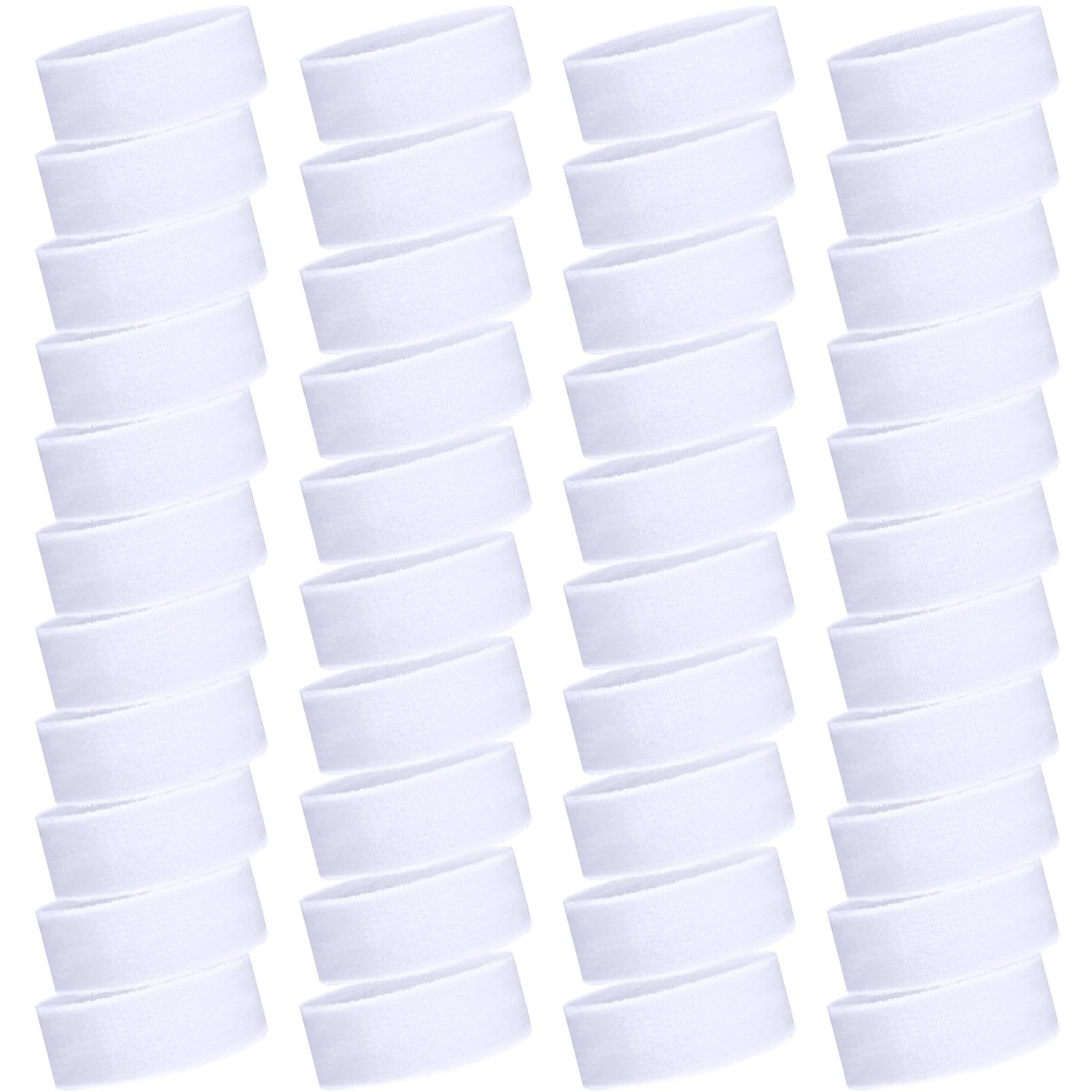 Photo 1 of WILLBOND 42 Pcs Sports Sweatbands Sweat Headband for Kids Colorful Basketball Sweatband Cotton Terry Cloth Headband for Youth Athletic Soccer Brace Yoga Outdoor Activities (White)