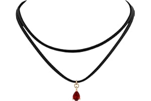 Sacina Layered Black Choker Necklace, Glass Teardrop Chocker, Black Necklace, Gothic Goth Boho Choker, Christmas Jewelry Gift For Women