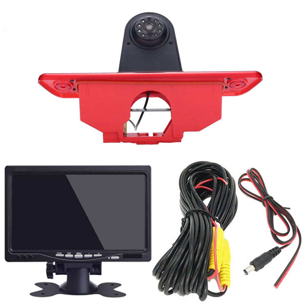HD Auto 170° Transporter Caravan Van Brake Light Roof Rear View Reversing Backup Camera Parking Aids System with Angle Adjustable Compatible with Peugeot Expert/FIAT Scudo/Citroen Jumpy/Toyota Proace
