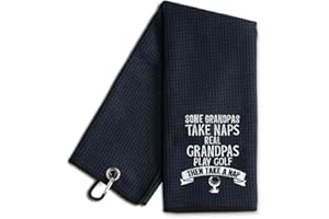 WUUCKOO Some Grandpas Take Naps Real Grandpas Play Golf Embroidered Golf Towel, Funny Golf Towel for Golf Bag with Clip, Retirement Gift for Grandpa Dad, Fathers Day Birthday Gift for Grandpa Golfer
