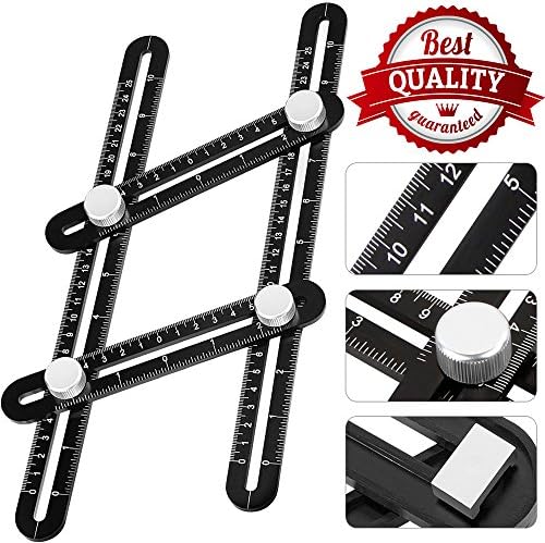 FLISOR Multi Angle Measuring Ruler - Premium Aluminum Alloy Angle-izer Template Tool - For Builders, Handymen, Craftsmen or Engineer - Great Gift for Husband and Father
