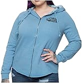 Harley-Davidson Women's Misty Zip-Up Poly-Blend Raw-Edge Hoodie, Misty Blue