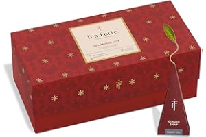 Tea Forte Warming Joy Holiday Premium Presentation Box Gift Set Sampler, 20 Count, 4 of Each Blend Individually Wrapped Handcrafted Pyramid Infuser Bags