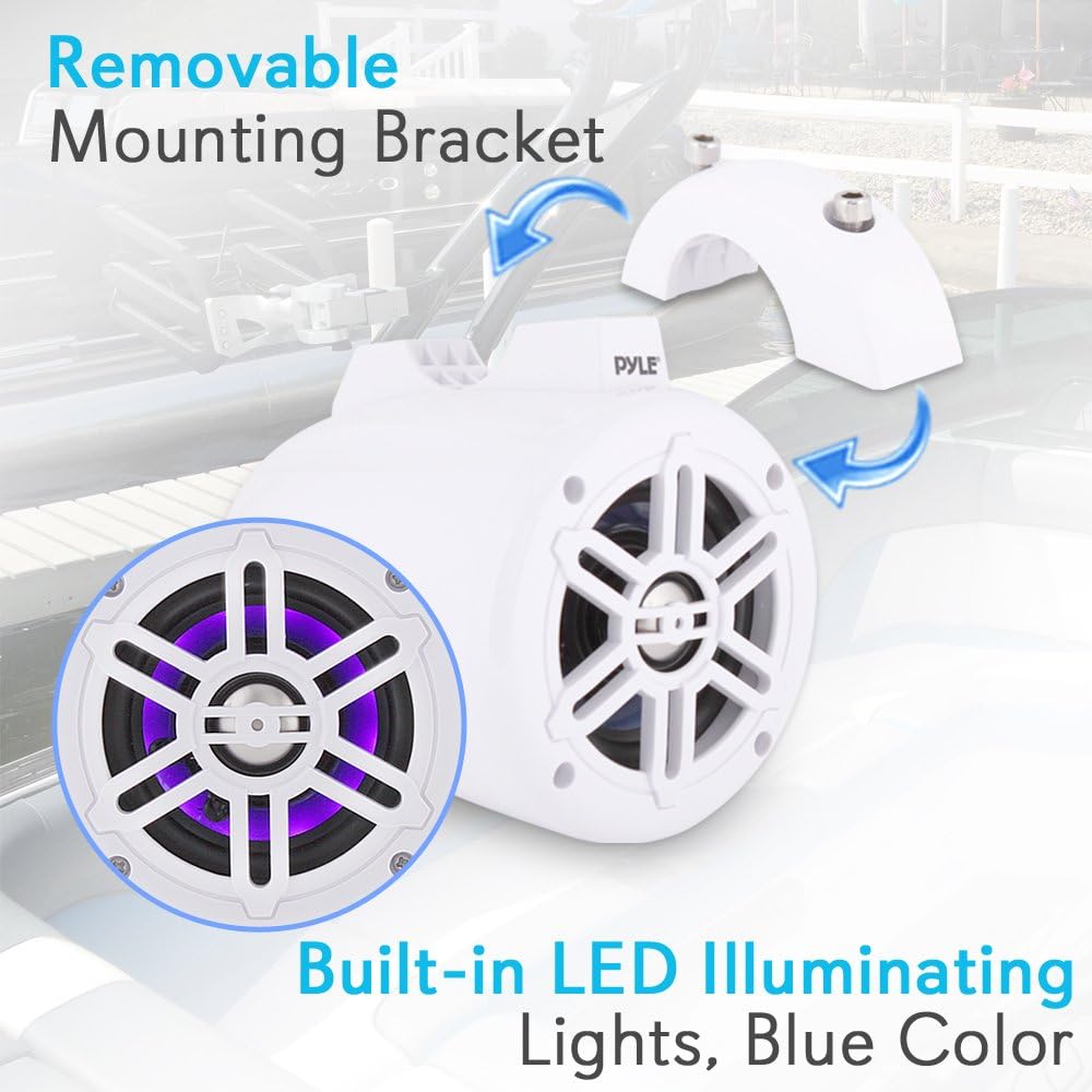 pyle waterproof bluetooth marine tower speakers