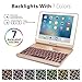 SENGBIRCH Compatible Keyboard case iPad 9.7 2018 - iPad 9.7 2017 - iPad Air 2/1 - iPad Pro 9.7 - 7 Color Backlit Keyboard - 360 Rotation - Auto Weak and Sleep - iPad keyboard case, (9.7, Gold)