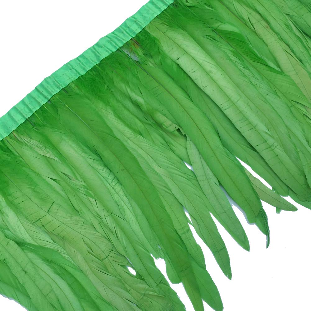 Sowder Rooster Hackle Feather Fringe Trim 10-12inch in Width Pack of 1 Yard(Lime Green) — image 1