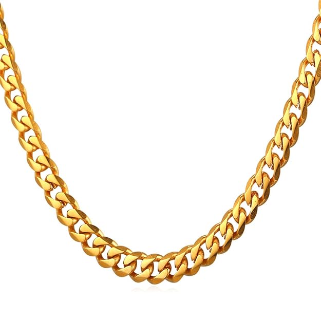 U7 Panzerkette für Männer Herren Edelstahl Halskette Gliederkette Hiphop Biker Rocker Kette 3/6/9/12 mm Breit (Länge 46-76cm)