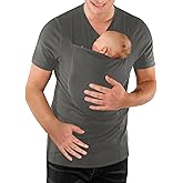 Mens Dad Shirts Baby Carrier Shirt Short Sleeve Skin to Skin New Dad Gifts T-Shirt with Pocket