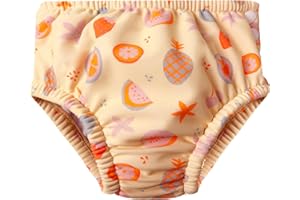 weVSwe UPF 50+ Reusable Baby Girls Swim Brief Strong Absorbent High UV Protection Newborns Swim panties Orange 12-18 Months