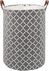 Maxsilan 60L Large Laundry Basket with Drawstring and Handles, Grey