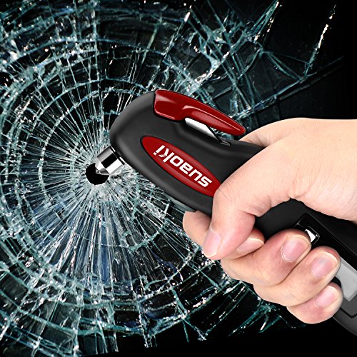 SUAOKI Digital Tire Pressure Gauge 150 PSI with 5 in 1 Rescue Tools of LED Flashlight, Car Window Hammer, Seatbelt Cutter, Red Safety Light and Tire Gauge for Car, Motorcycle - Thumbnail 6