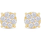 SAVEARTH DIAMONDS 1 1/5 Carat Round Cut Lab Created Moissanite Diamond Cluster Stud Earrings In 14k Gold Over Sterling Silver Jewelry For Women (VVS1 Clarity, 1.20 Cttw)