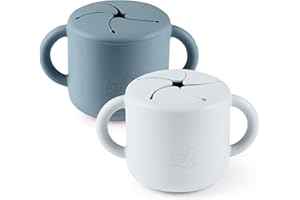 blinc Snack Cups for Toddlers - No Spill Silicone Snack Cup - Non Spillable Baby Food Containers - Cereal Snack Containers for Kids, Baby Essentials (Baby Blue & Royal Blue (2 Pack))