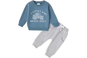 Yvowming Baby Boy Clothes Fall Clothes Truck Print Long Sleeve Pullover Tops + Pant Sets Toddler Winter Outfits