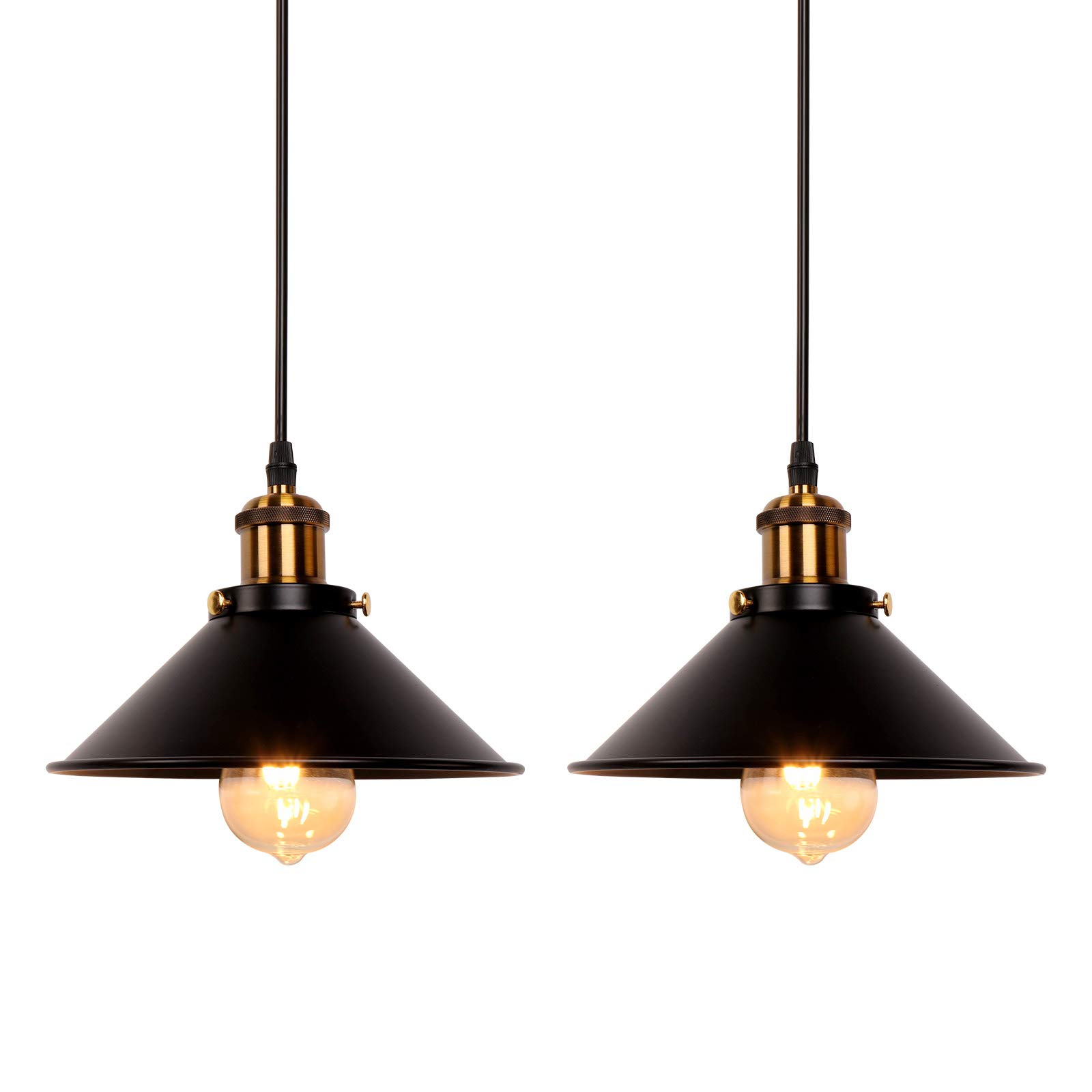 Newrays 2 Pack Industrial Retro Black Iron Kitchen Restaurant Bar Balcony Hanging Pendant Light