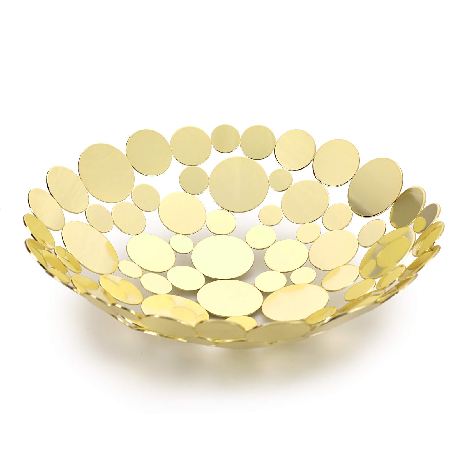 SumnaCon Countertop Metal Fruit Storage Bowl - Kitchen & Dining Table Display Basket - Gold