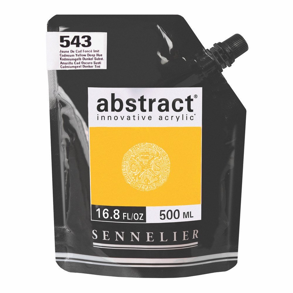 Sennelier Abstract Acrylic 500ml Pouch, Cadmium Yellow Deep Hue, (10-121521-543)