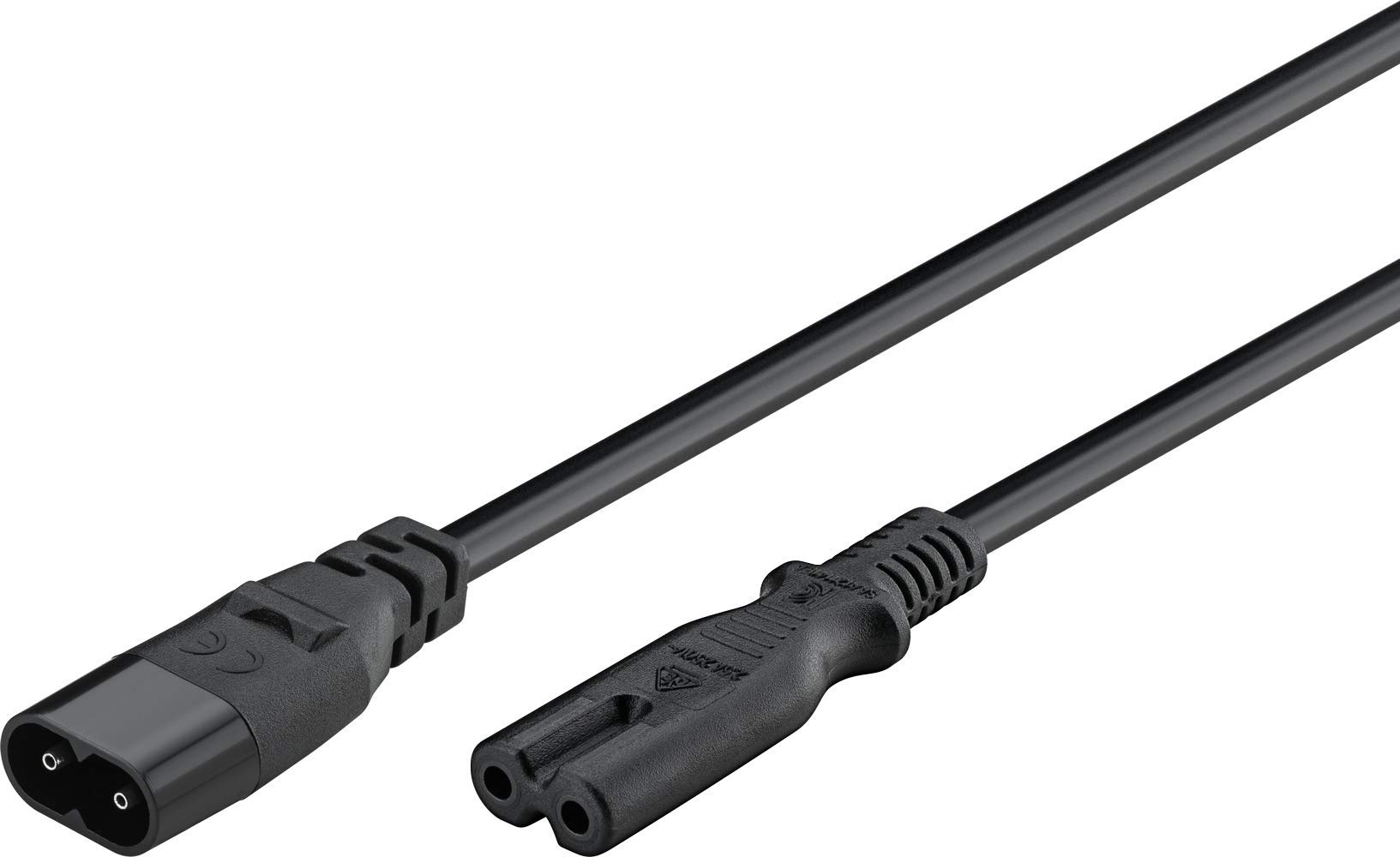 Goobay 97201 Extension Cable C7/C8, 2 m, Black, Device Plug C8 > Device Socket C7