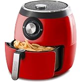 Dash Deluxe Air Fryer - Adjustable Temperature Control &amp; Auto Shut-Off Feature - AirCrisp&reg; Technology - Spacious Nonstick Basket - 1700 Watt - 6 Quarts - Red