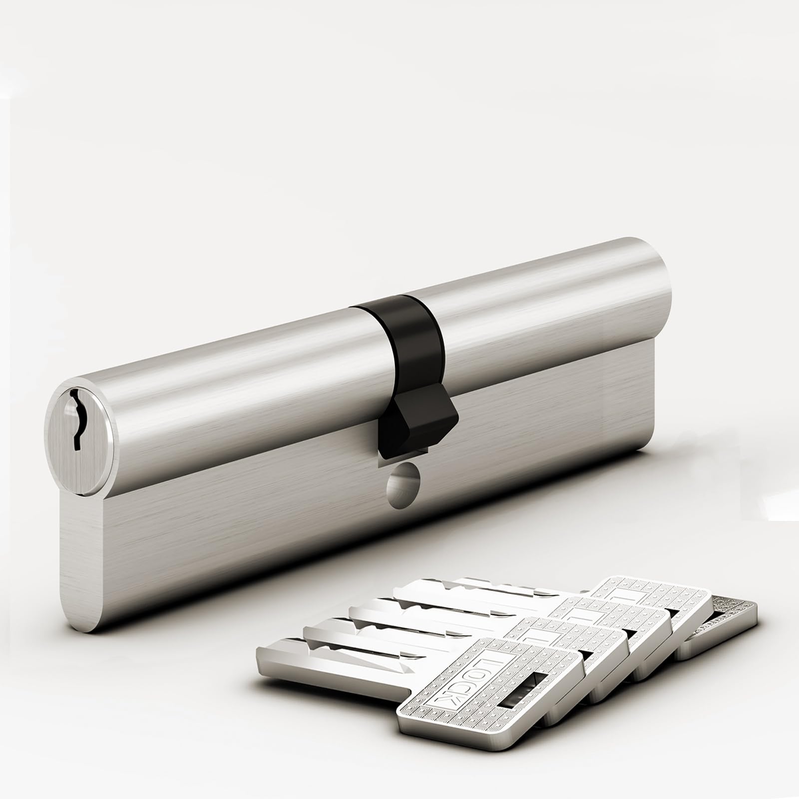 AwmnSrman Euro Cylinder Lock (70mm) 35/35 5 Keys - Euro Barrel Lock, Solid Brass, Anti-Bump & Drill/Pick Proof, Nickel Finish