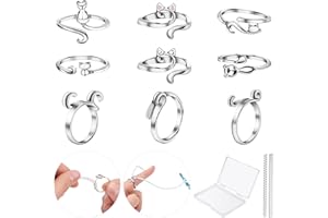 FANTASYON 9 Pcs Crochet Ring Adjustable Crochet Yarn Tension Ring for Crocheting Cat Yarn Ring Open Yarn Guide Crochet Ring with Box for Women