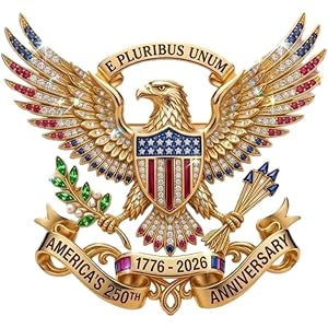 US 250th Anniversary Brooch Pin, Patriotic Eagle Rhinestone Lapel Pin Independence Day Souvenir Gift